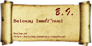 Belovay Immánuel névjegykártya